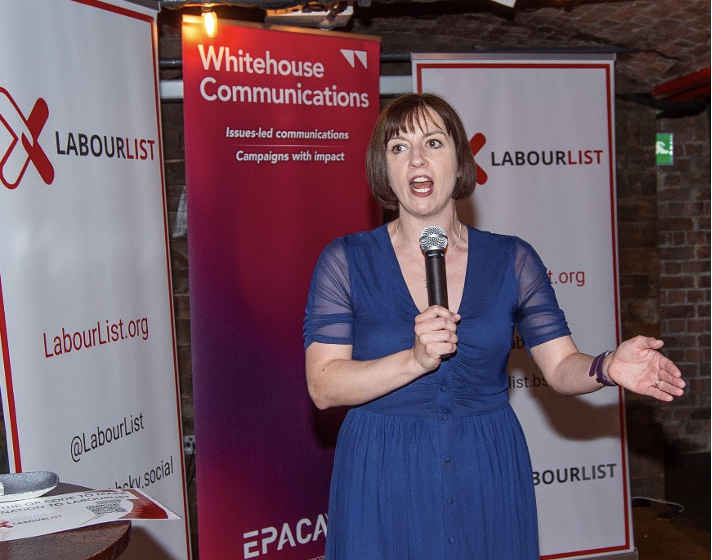 Bridget Phillipson MP speaking at the LabourList Rally